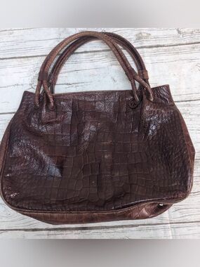 Le Tanneur Brown Crocodile Leather Handbag